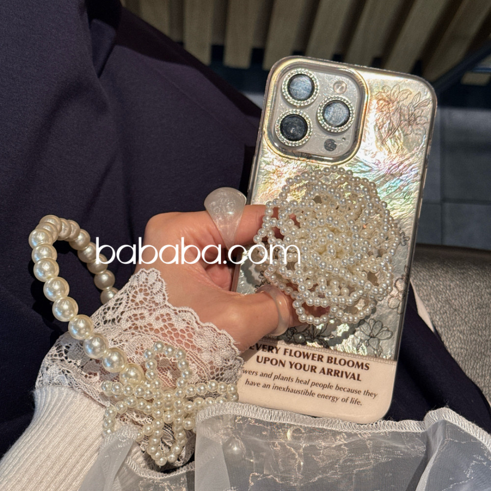韩国ins风17air适用于iPhone16Promax手机壳苹果15Pro保护套13/14pm气质女款12珍珠支架11pro带链子全包小众