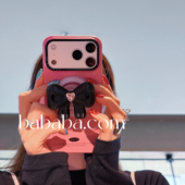 14高级感女款 韩国菲林硬壳磁吸适用iPhone16promax苹果15pro手机壳挂绳16新款 15pm气质枚粉蝴蝶结16pro潮