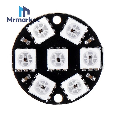 7位 WS2812 5050 RGB LED 内置全彩驱动彩灯 圆形开发板模块