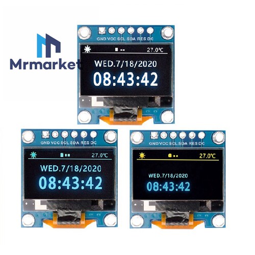 新款 6针 0.96寸OLED SSD1315驱动 SPI 模块 白色/蓝色/双色显示