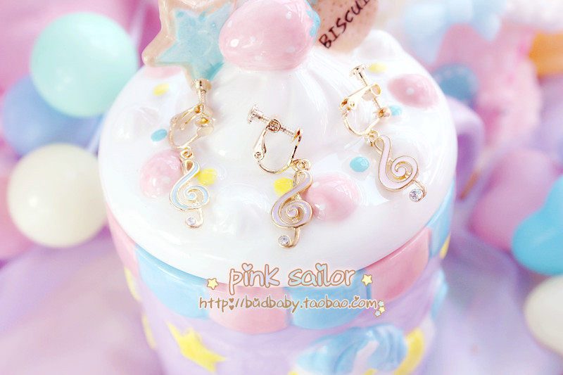 *pink Sailor手作 lolita音符耳环/耳夹 5色在类目 饰品/流行首饰/时尚饰品新, 耳饰, 耳环中 - 来自Buy2taobao.com提供专业的淘宝代购服务