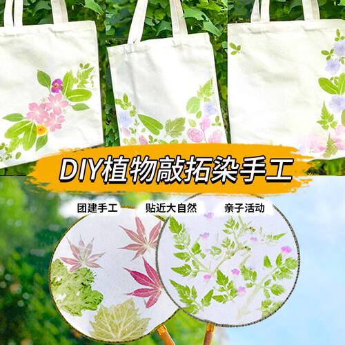 植物拓染敲拓染布工具套装材料包团扇帆布包印染拓印明矾固色剂
