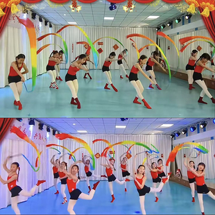 带棒彩绸舞蹈彩带广场舞运动会飘带成人儿童彩带张灯结彩跳舞甩带