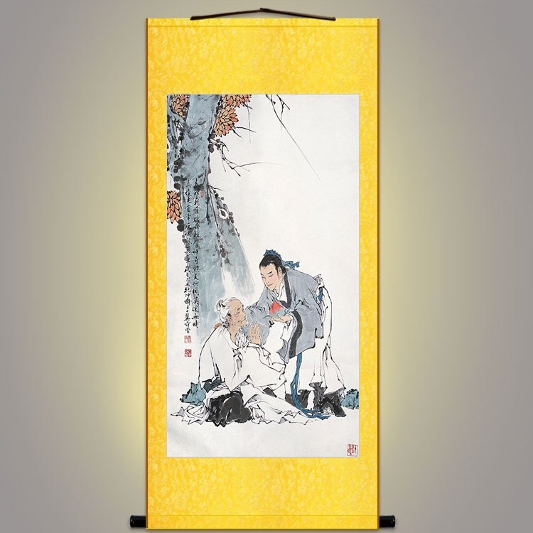 管仲人物卷轴挂画定制画像