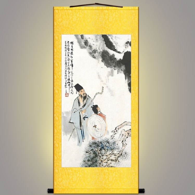 苏轼画像 苏东坡诗意图 挂画 人物画 国画 书房装饰画 丝绸卷轴画