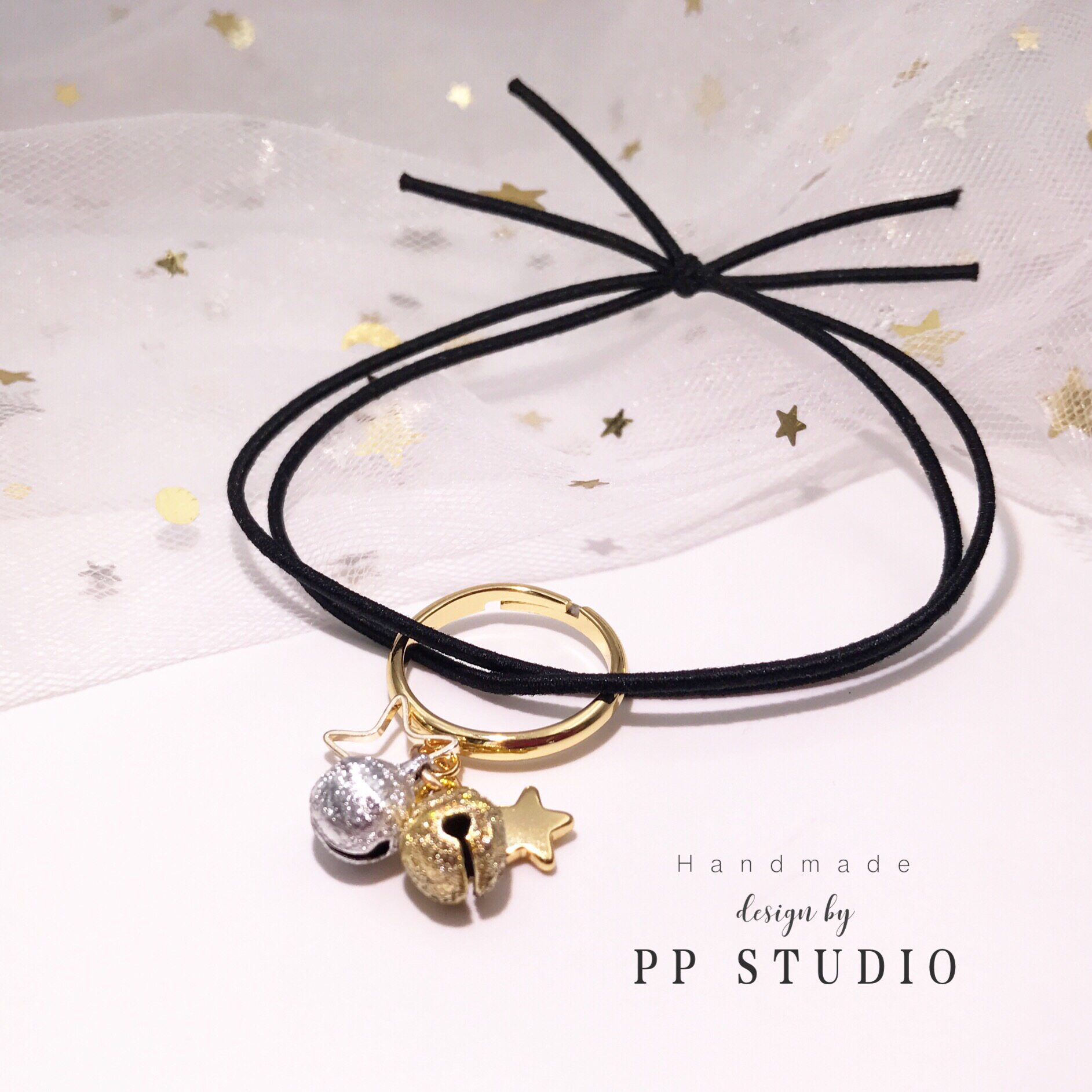 PP STUDIO闪光少女萌系铃铛星星手链发绳两用高弹力皮筋日系发饰