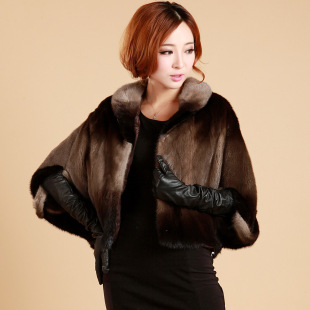女 披肩斗篷短款 2019貂皮大衣女整貂 进口水貂皮草裘皮外套