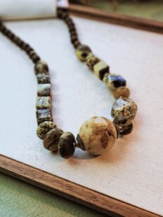 支持NGTC复检北欧特色琥珀蜜蜡混药珀方块圆珠设计款项链假一赔三