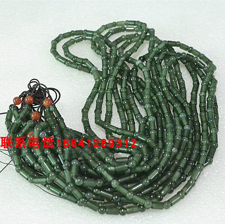 JADE MENS AND WOMENS NECKLACE PENDANT LANYARD XIUYU LONG SPINACH GREEN PENDANT ROPE BEADS 6MM NECKLACE PENDANT LANYARD