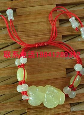 岫玉手工编织貔貅手链多种颜色