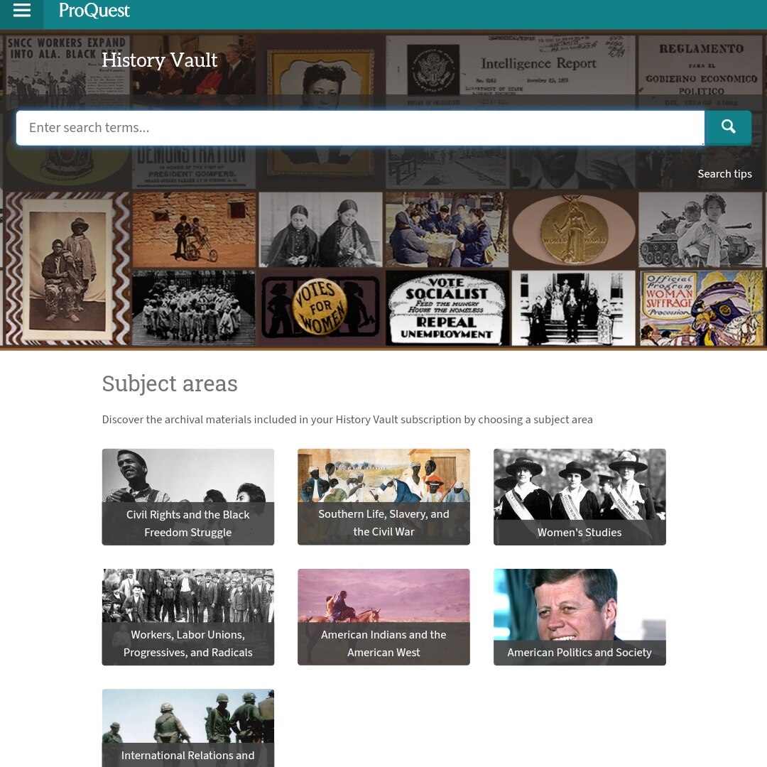 ProQuest History Vault原始档案数据库ProQuest历史档案数字化