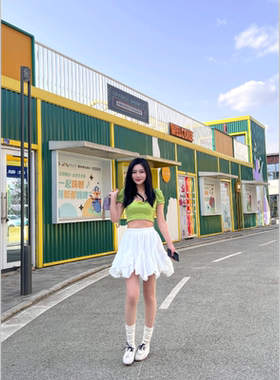 25夏季新款半身月光裙不规则短裙裙裤仙女高腰A字荷叶边纯欲显瘦