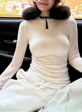 【8.15上新】2025年简约秋冬保暖三色显瘦白色打底衫长袖t恤女