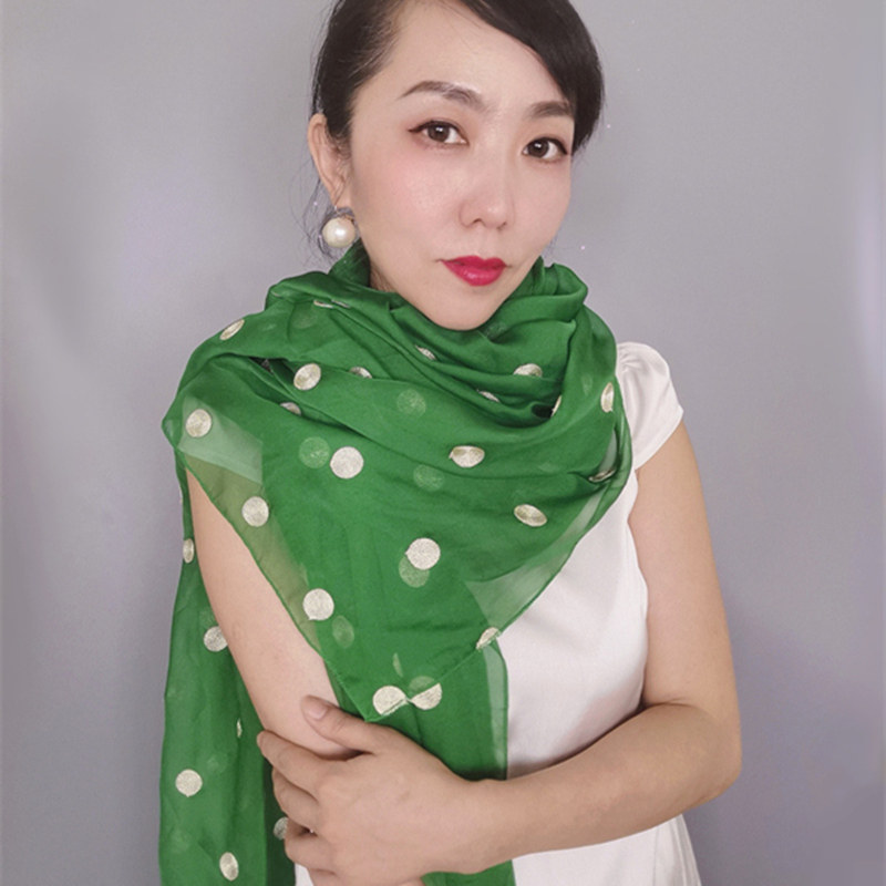新款波点围巾薄款大方巾美爆女式圆点长款纱巾韩国披肩春秋冬季