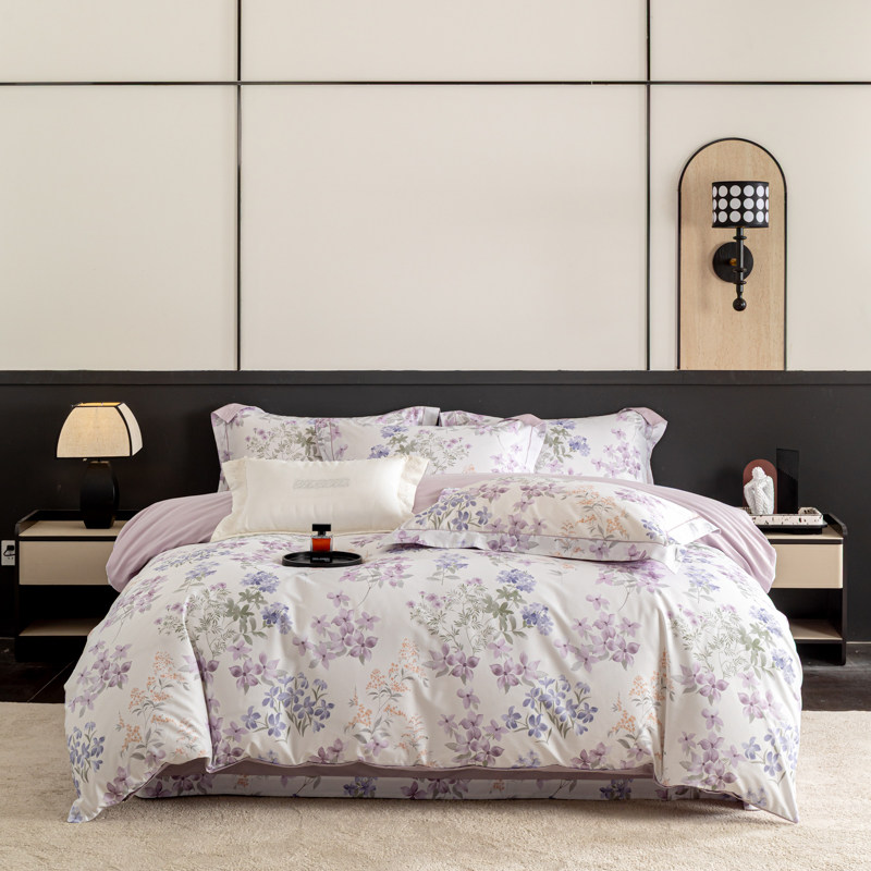 全棉纯棉田园小碎花卉被套床笠四件套公主风铂金柔棉100棉斜纹1.8