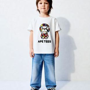 TEE男童女童短袖 儿童短T恤APE 印花T恤微瑕 清仓