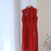 国风婚礼订婚红色正绢刺绣旗袍定制 中式 LAMUMI 缪觅