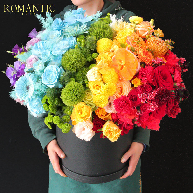 星光璀璨 七彩色超级抱抱桶生日祝福鲜花 聚会花桶 北京同城鲜花