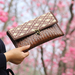 草包长款 草编包 钱包零钱包迷你手包手拿包 编织包 新款