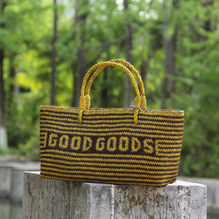 现货 郭碧婷同款泰国goodgoods 编织潮牌大象草编手拎手提菜篮子
