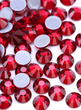大红色烫钻SS6-SS30水晶玻璃平底水钻圣诞彩色服装辅料热熔胶底