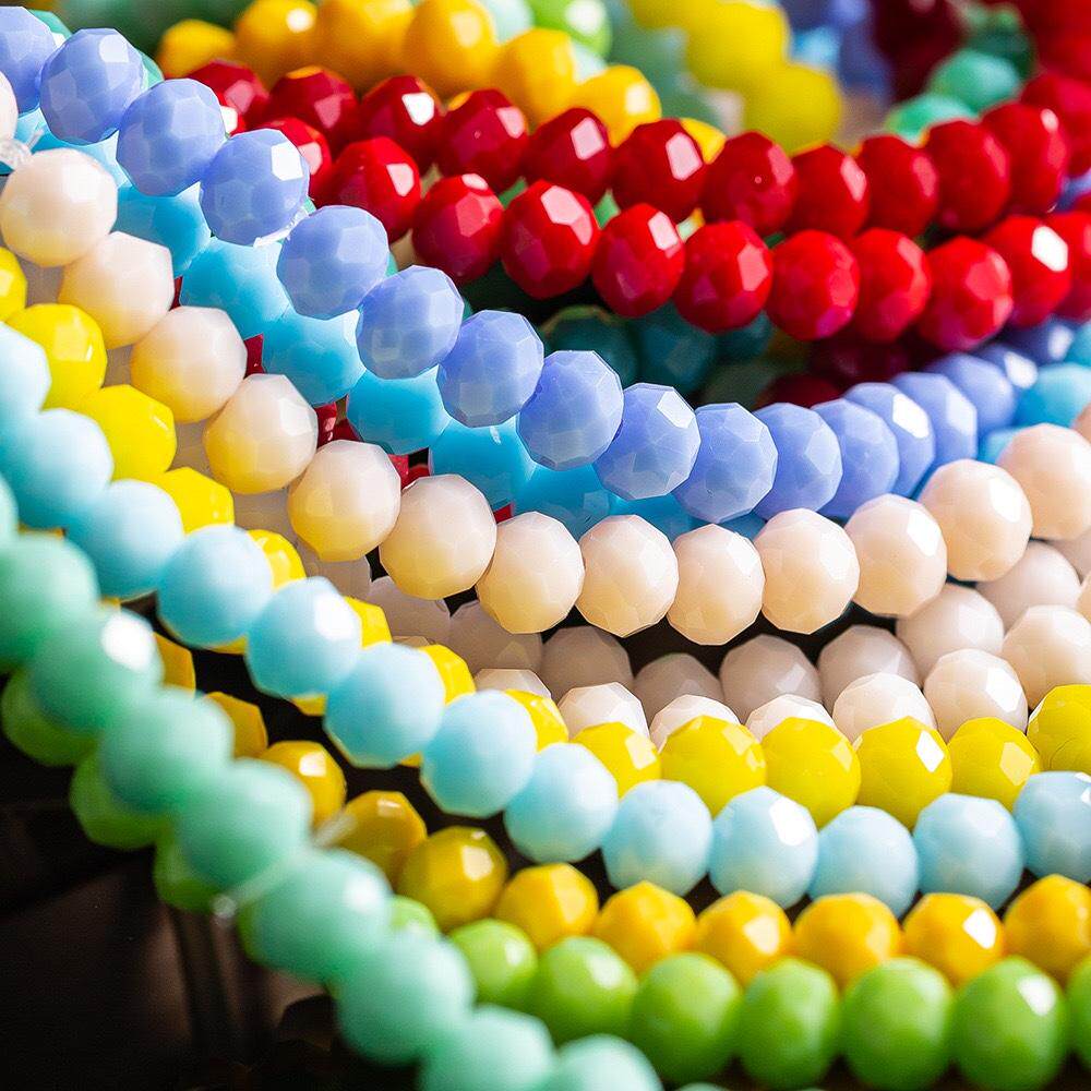 手工制作瓷色玉料水晶玻璃扁珠