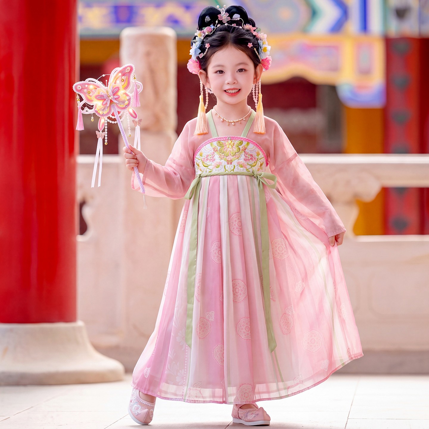 2026秋款女童汉服刺绣襦裙长裙