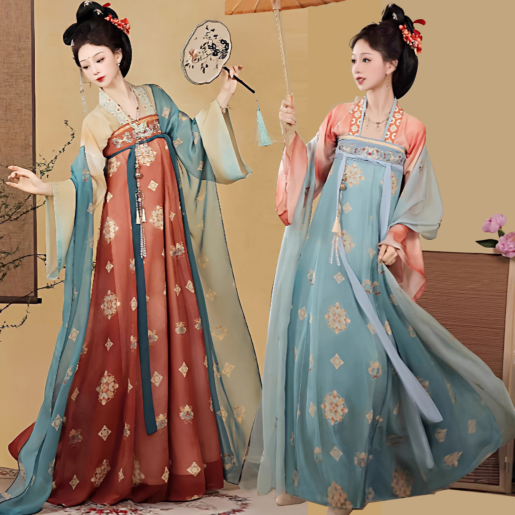 芳华国色唐制汉服复原刺绣齐胸复原日常雪纺裙2016春秋夏儒裙套装,女装/女士精品,汉服套装,淘宝优惠券,粉丝福利购,淘宝优惠卷