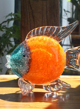 琉璃动物摆件富亲吻鱼轻奢高档家居装饰品客厅酒柜玄关电视柜摆设