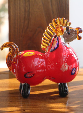 淄博琉璃生肖马属相摆件家居装饰品吉祥物动物工艺品送朋友家人