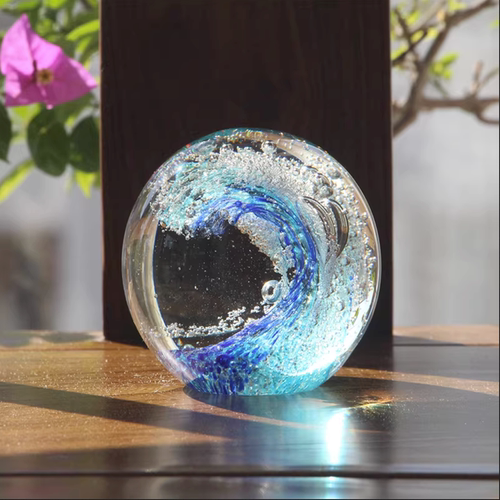 玻璃装饰品奖杯海浪球