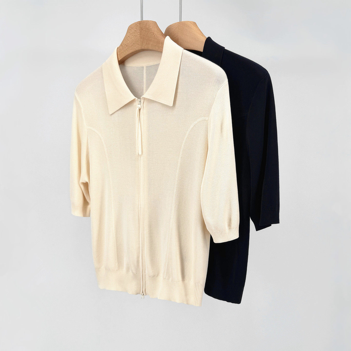 桑蚕丝莱赛尔天丝短袖针织衫开衫