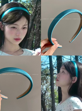 韩系港风显白蓝色发箍高级感高颅顶外出百搭洗脸头箍女2026新款