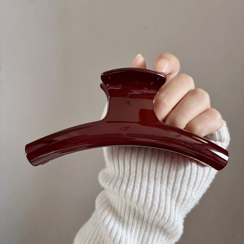 洋气的颜色鲨鱼夹不撞款气质安克拉红色后脑勺轻便抓夹盘发夹子女