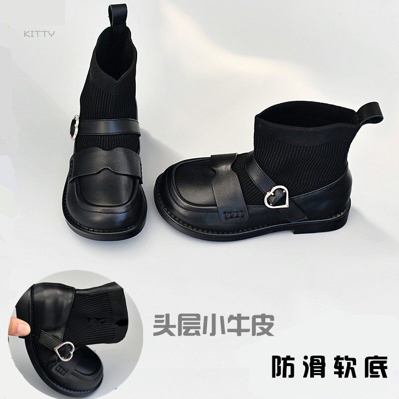女童秋冬季洋气时装针织短靴图片