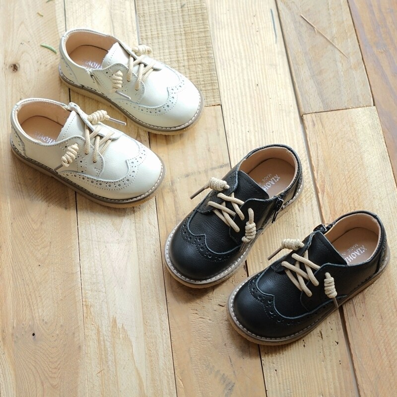 小孩真皮鞋2-4-6岁5男童黑色休闲软底女宝英伦风礼仪表演牛皮单鞋