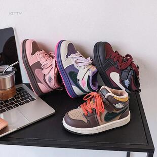 儿童潮款运动鞋冬天韩版高帮板鞋女童休闲保暖篮球鞋男宝加棉板鞋
