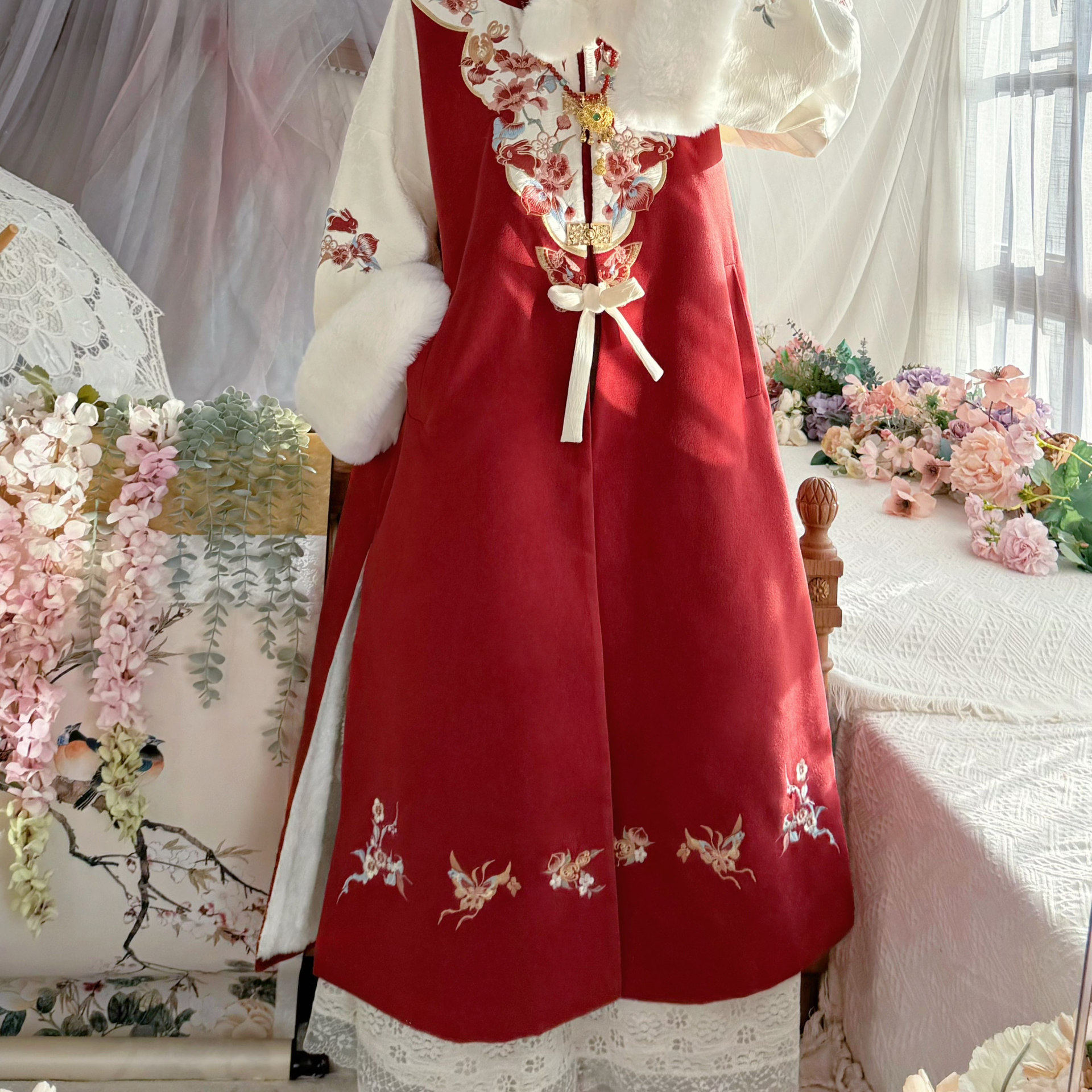 2026原创汉服女 山茶映兔 立领短衫明制长比甲马面裙厚款秋冬日常,女装/女士精品,汉服套装,淘宝优惠券,粉丝福利购,淘宝优惠卷