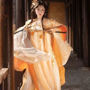 原创唐制汉服女重工刺绣玉人歌套装一片式齐胸裙超仙汉元素大袖衫