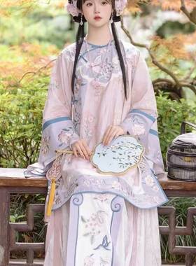 女装清朝国风原创马面裙套装印花上衣格格装汉服晋商圆领少奶奶