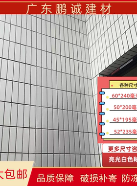 60*240亮光白色条砖 老式釉面砖 外墙砖条形瓷砖  室外修补白色砖