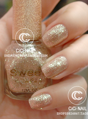 sweet color环保指甲油美甲黄色亮片套装 淡金 金色指甲油 包邮