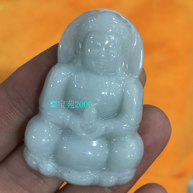 正品缅甸A货翡翠观音吊坠天然玉石精雕平安观音挂件男女菩萨挂件