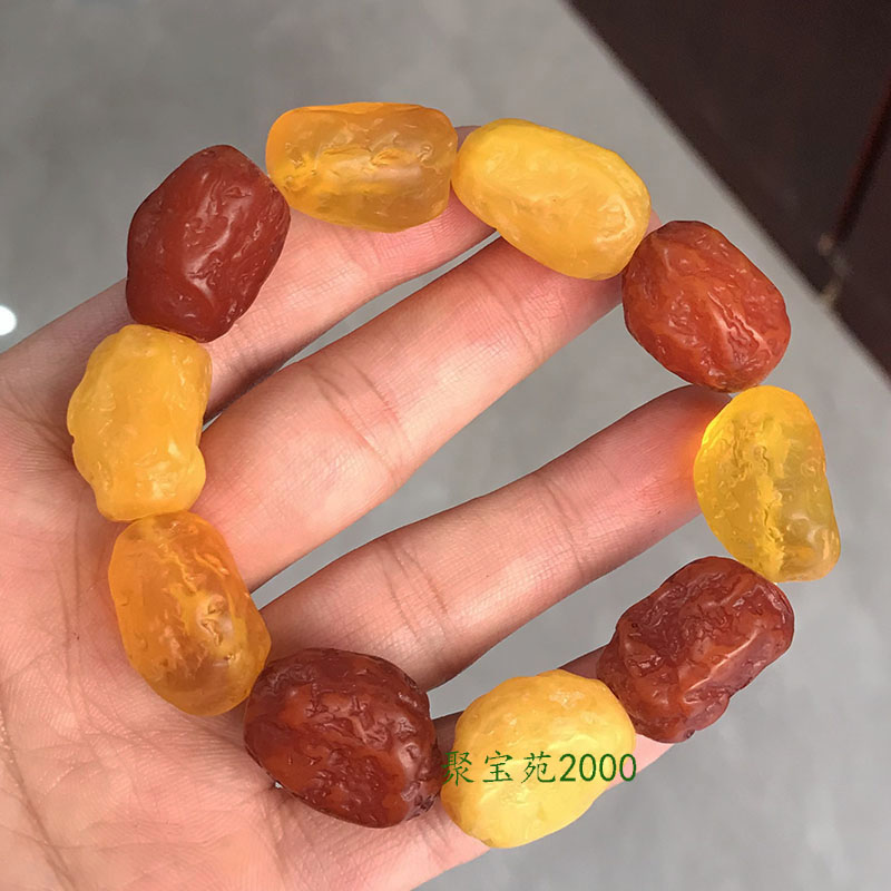 天然多宝琥珀蜜蜡随形手链老蜜蜡金珀原矿原石手串男女士黄蜜手饰