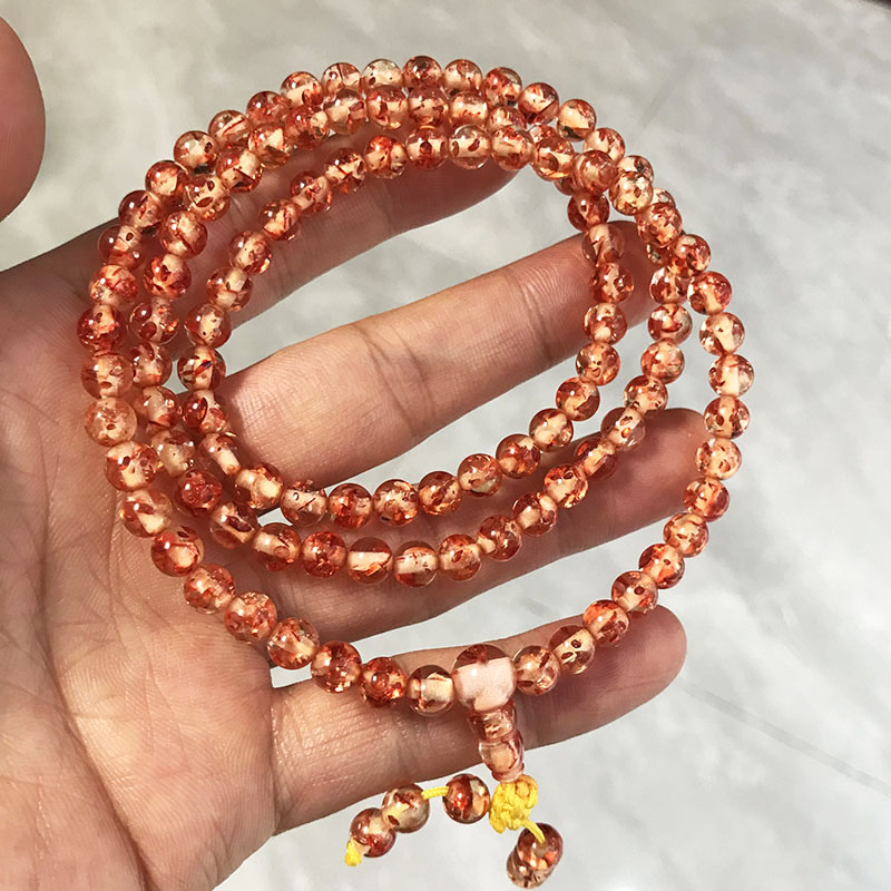 仿波罗的海花珀108颗佛珠多圈手链原矿琥珀花辨圆珠项链男女手饰
