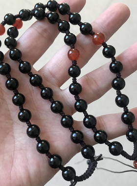 黑玛瑙男女款手编鉴定书毛衣链