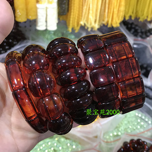 天然缅甸琥珀蜜蜡手排精雕茶珀金纹蜜手串男女单圈原矿丝珀首饰品