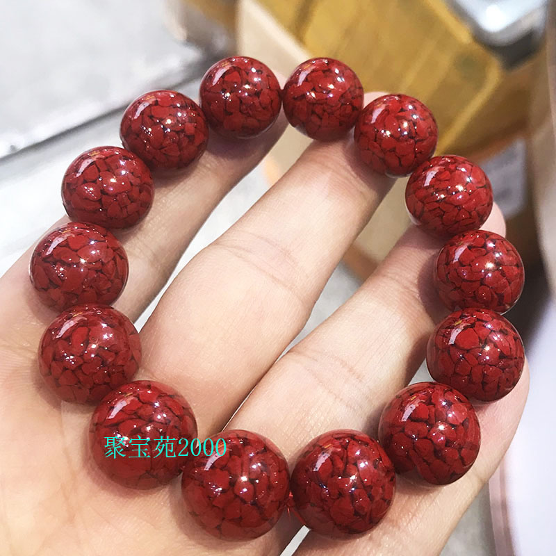 原矿朱砂转运手串男女本生肖命年招财饰品晶体砂圆珠单圈辰砂手链