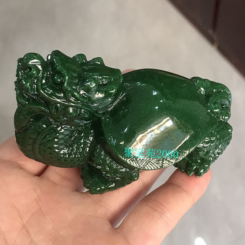 和田玉碧玉长寿龟小摆件仿玉石青玉龙龟石雕乌龟招财龙头龟把玩件