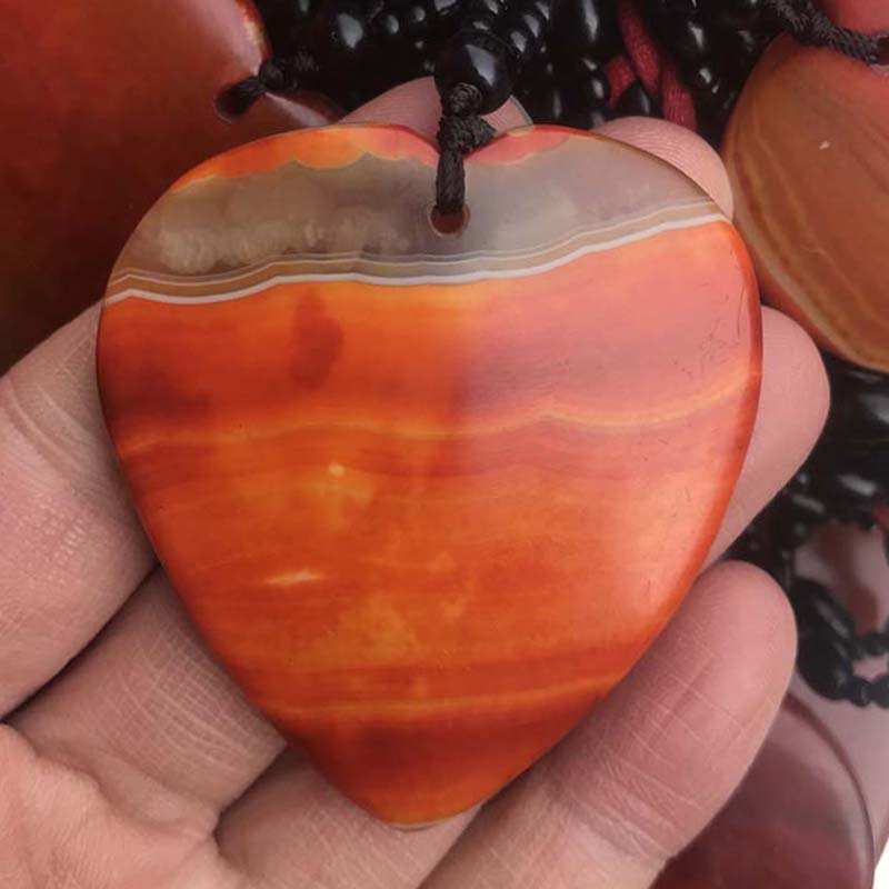 战国红玛瑙心形吊坠项链挂坠